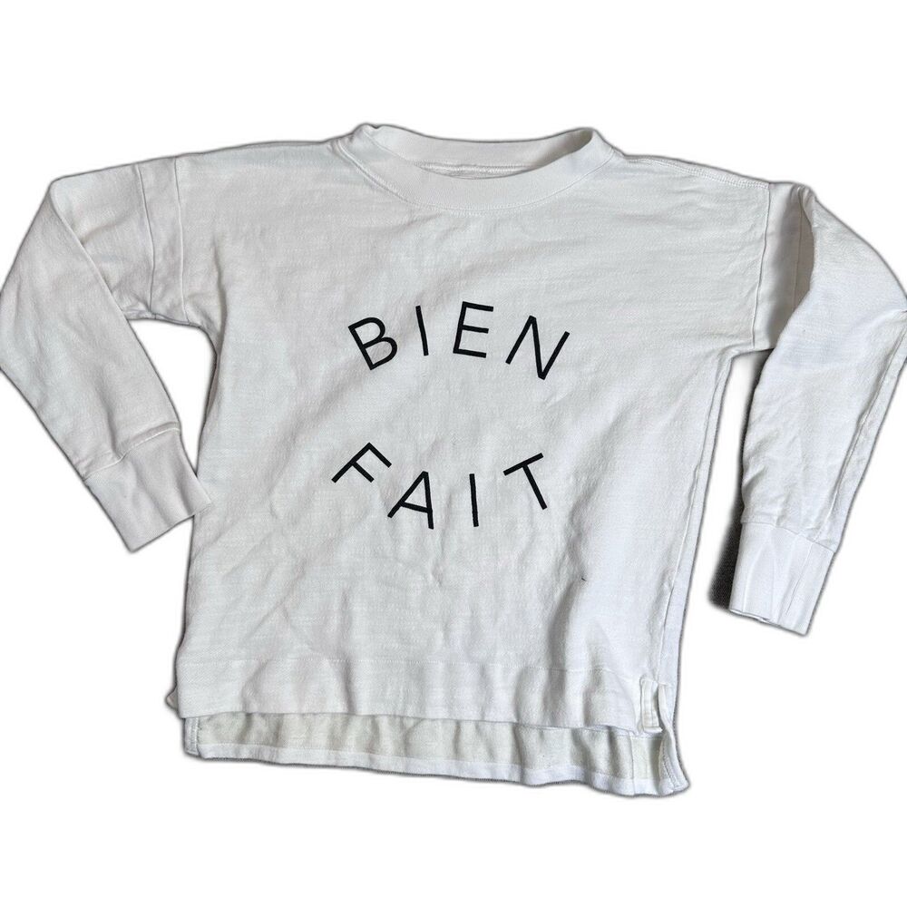 Madewell Sweatshirt Women’s Small White Bien Fait "Well Done" Boho Y2K Loose Fit